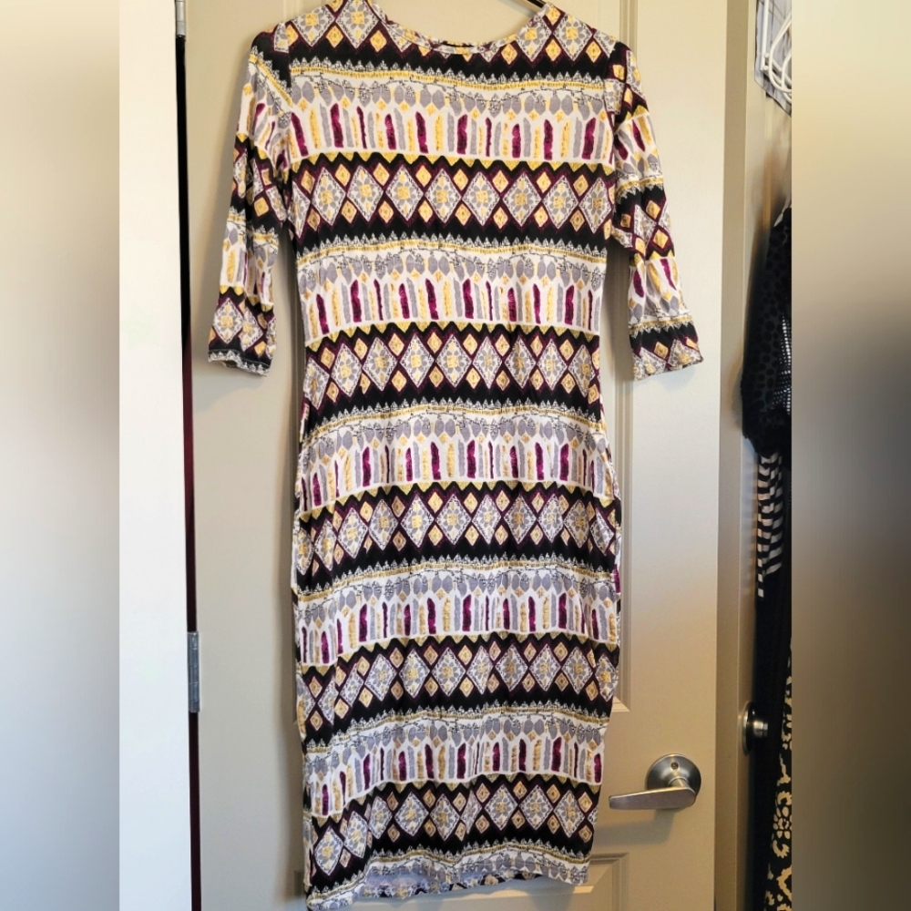 Multicolor Geometric Pattern Dress
